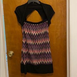 Black mini dress with Aztec design